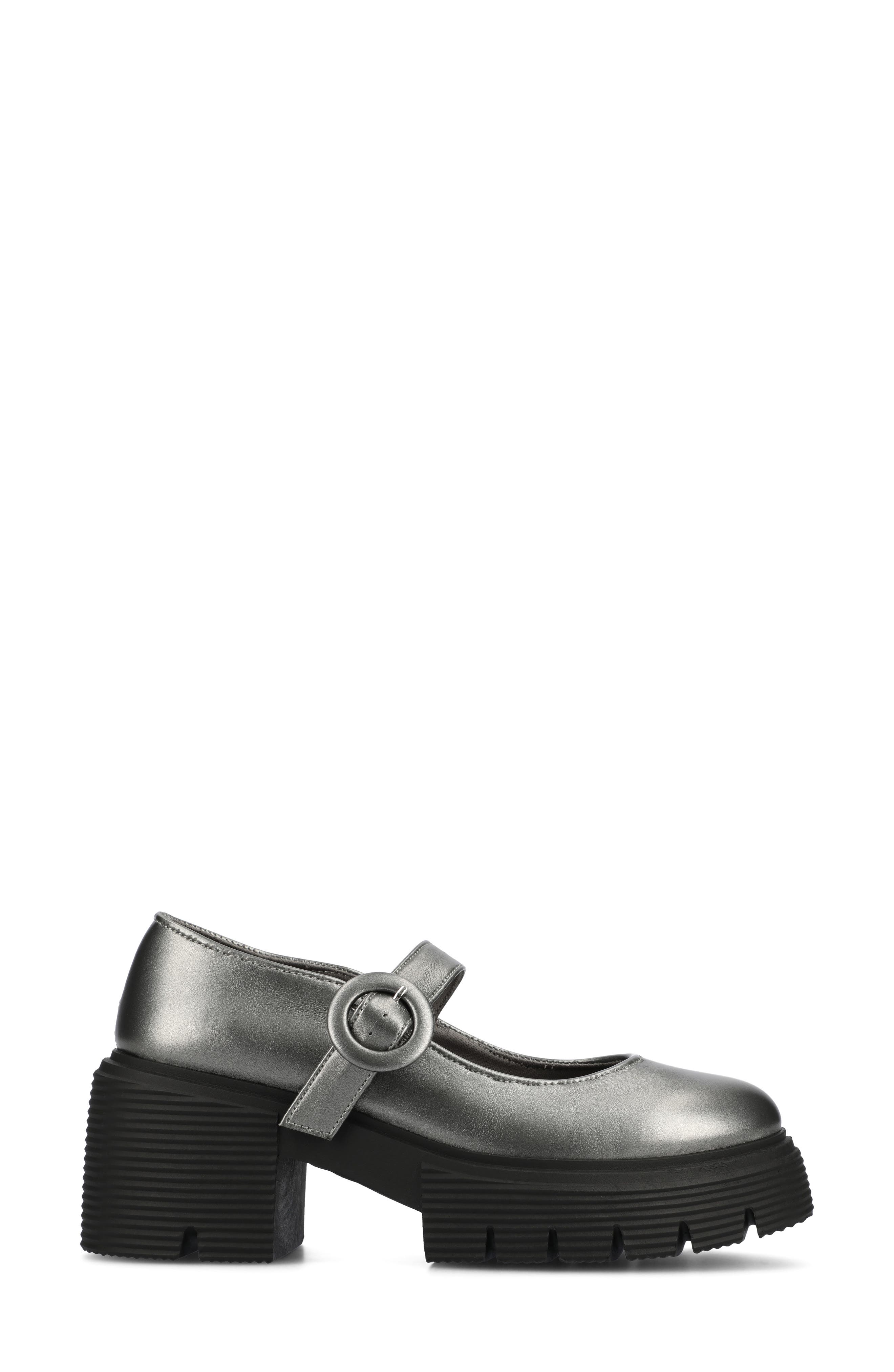Journee Collection Zarynn Mary Jane Platform Pump, Alternate, color, Pewter