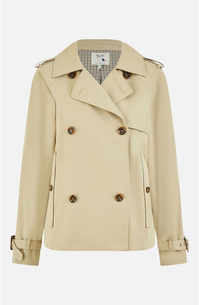 Yumi Cropped Trench Jacket With Pockets, Alternate, color, Beige