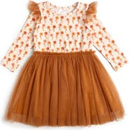 Sweet Wink Cinnamon Floral Long Sleeve Tutu Dress