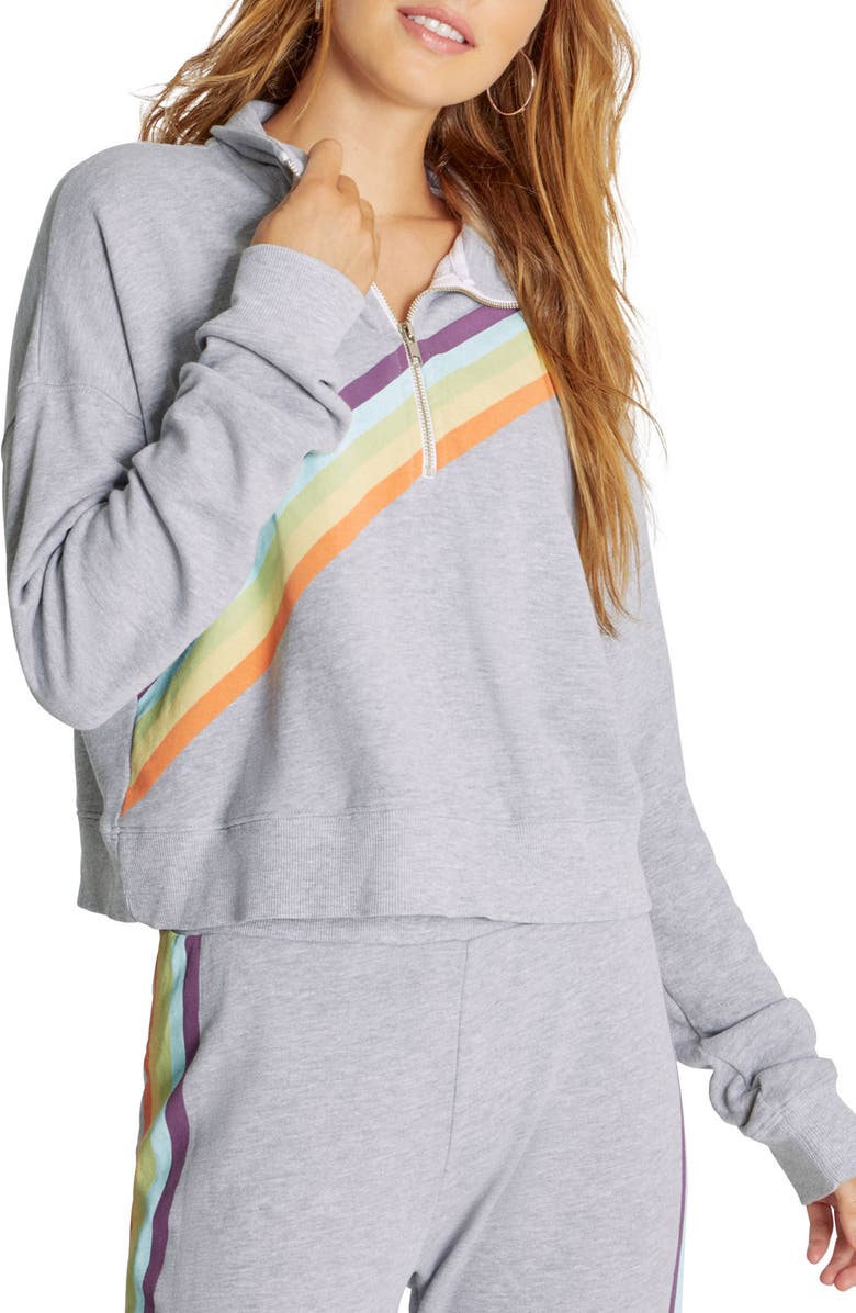 Wildfox Rainbow Half Zip Sweatshirt, Main, color, 