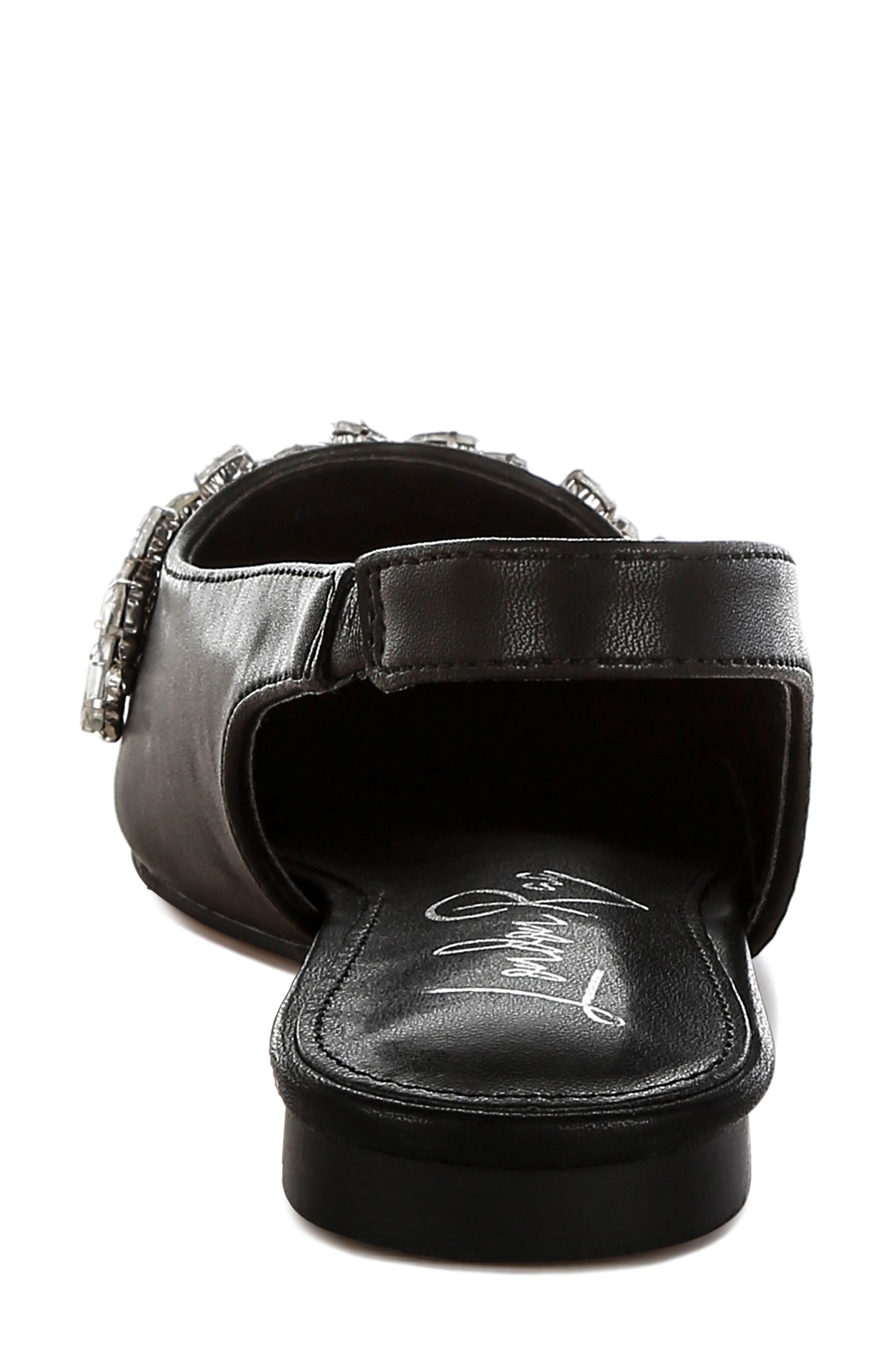 LONDON RAG Adhara Rhinestone Embellished Slingback Flat, Alternate, color, Black