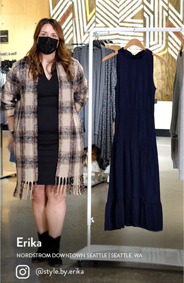 High Neck Tiered Hem Sleeveless Midi Dress, sales video thumbnail