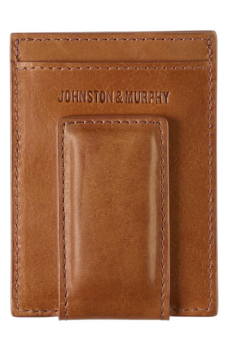 Johnston & Murphy Rhodes Leather Money Clip Card Case, Alternate, color, Tan Full Grain