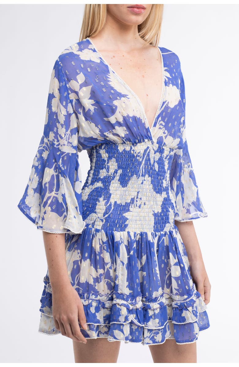 Sunday St. Tropez Jenina Cover-Up Flower Mini Dress, Alternate, color, Blue