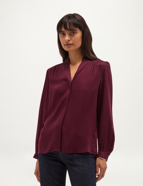Gwen Draped V-Neck Blouse
