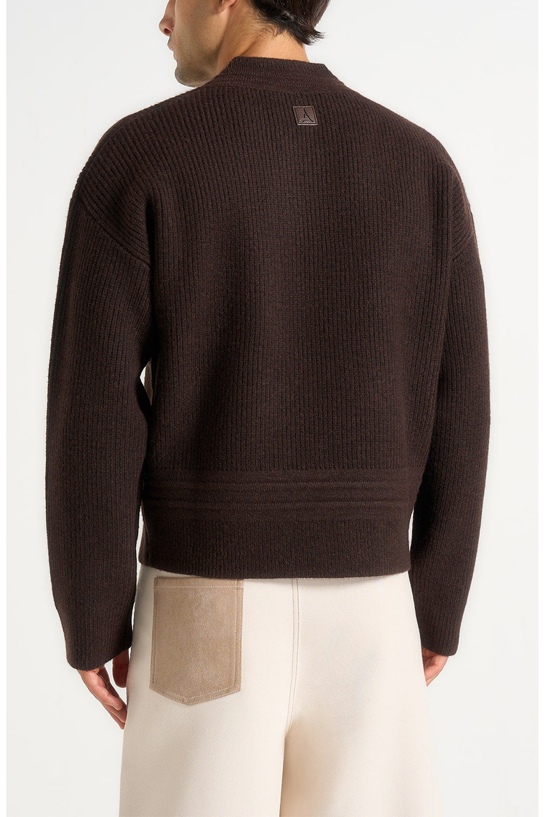 Remi V-Neck Signature Knit Jumper, Alternate, color, Brown
