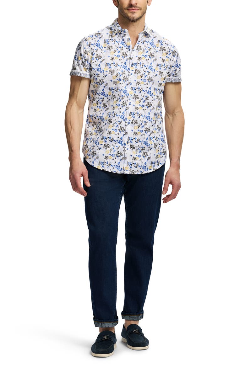 Alvie Short Sleeve Cotton Button-Up Shirt, Alternate, color, WHITE MULTI