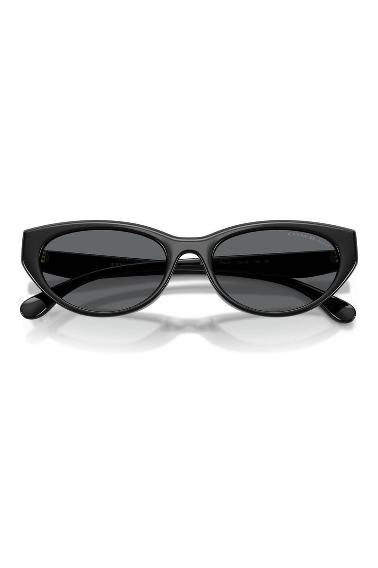 55mm Polarized Pillow Sunglasses, Alternate, color, BLACK / GREY SOLID POLAR