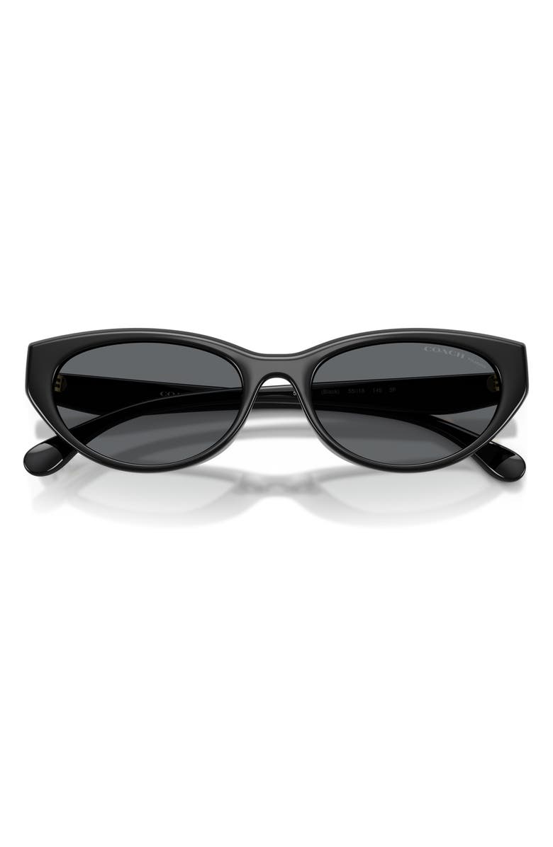 COACH 55mm Polarized Pillow Sunglasses, Alternate, color, Black / Grey Solid Polar