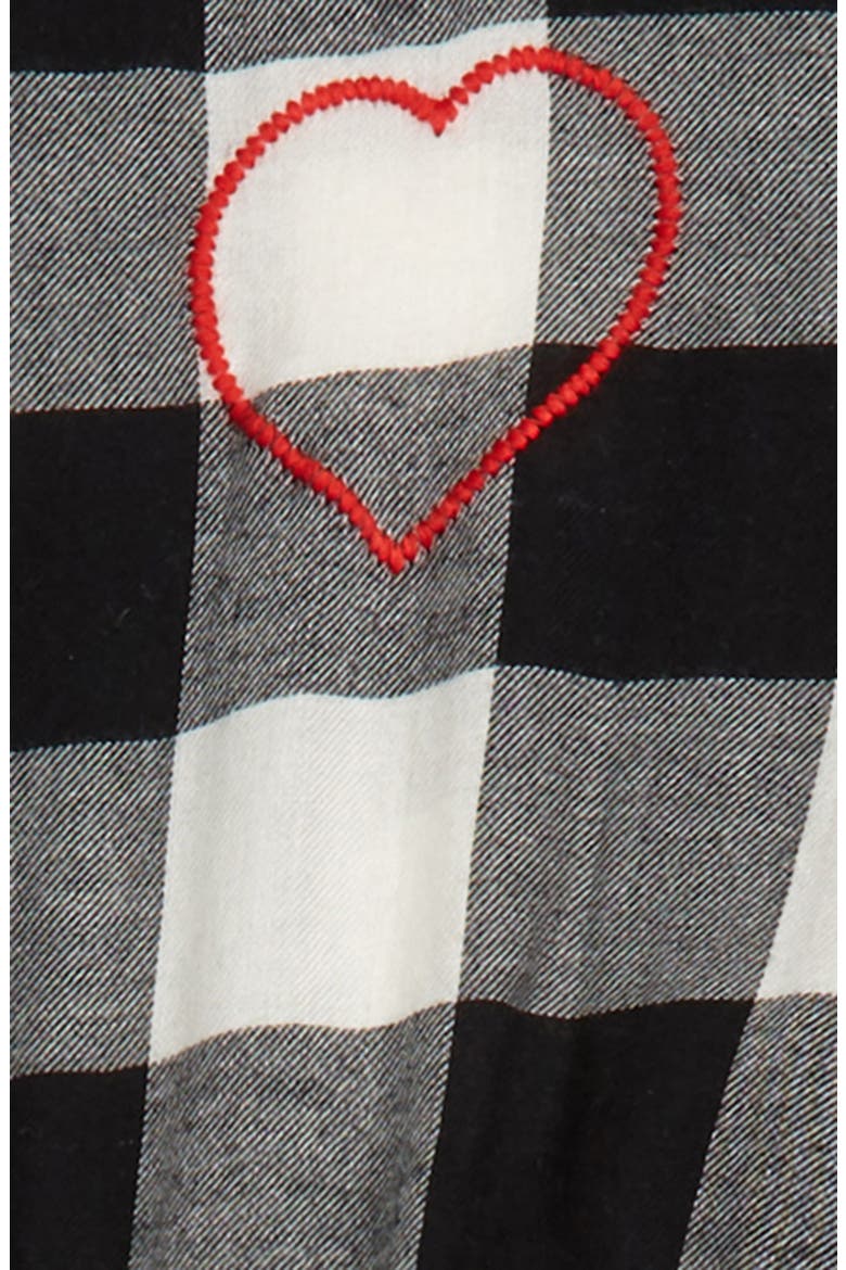 Embroidered Plaid Romper, Alternate, color, IVORY EGRET- BLACK CHECK
