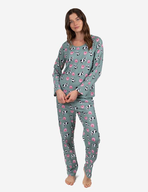 Leveret Loose Fit Cotton Matching Family Pajamas, Animal & Nature Prints In Gray