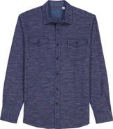 Robert Graham Storrs Space Dye Knit Cotton Blend Button-Up Shirt