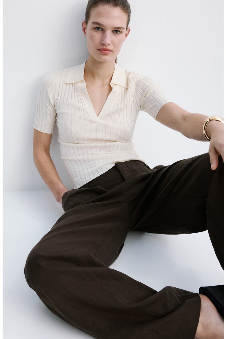 Pleated Straight Leg Pants, Alternate, color, CHOCOLATE