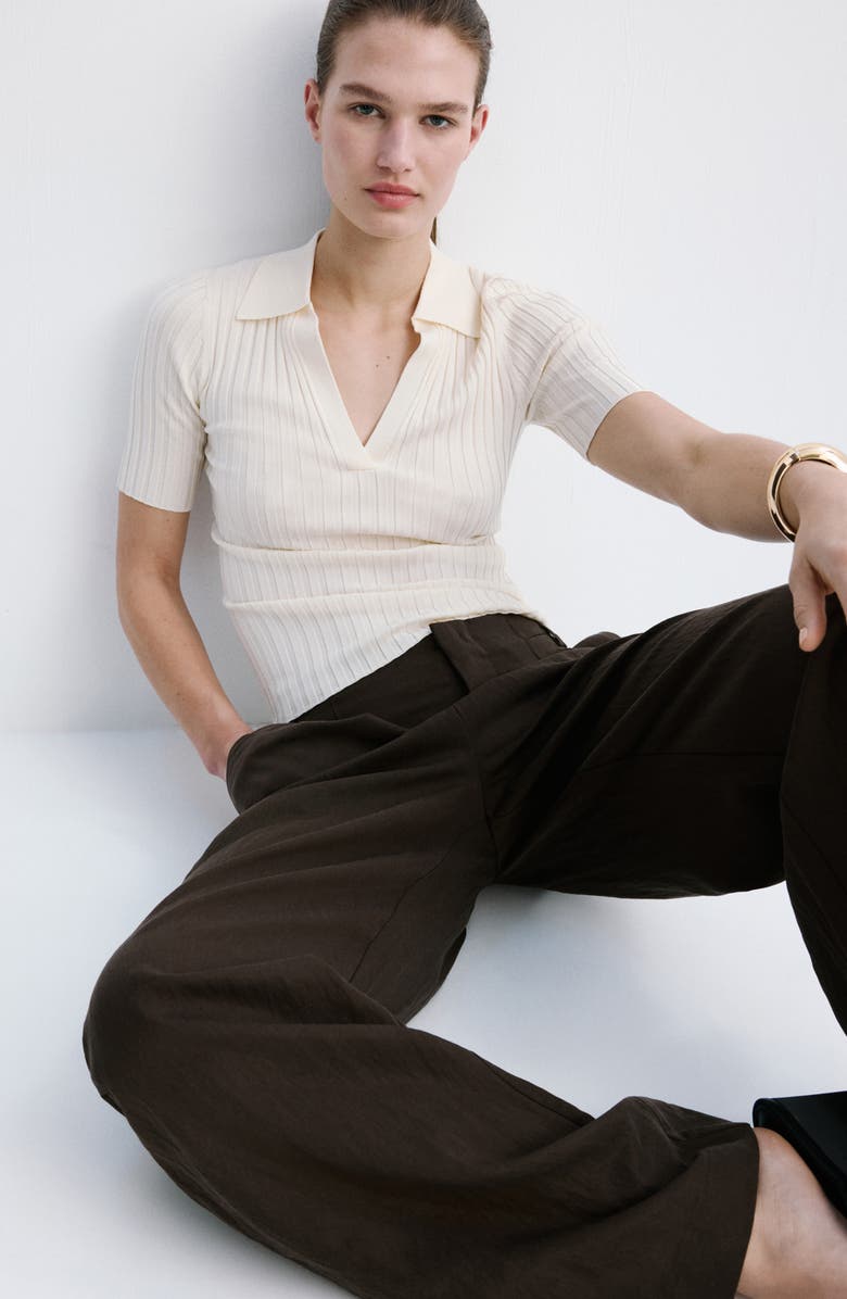 MANGO Pleated Straight Leg Pants, Alternate, color,