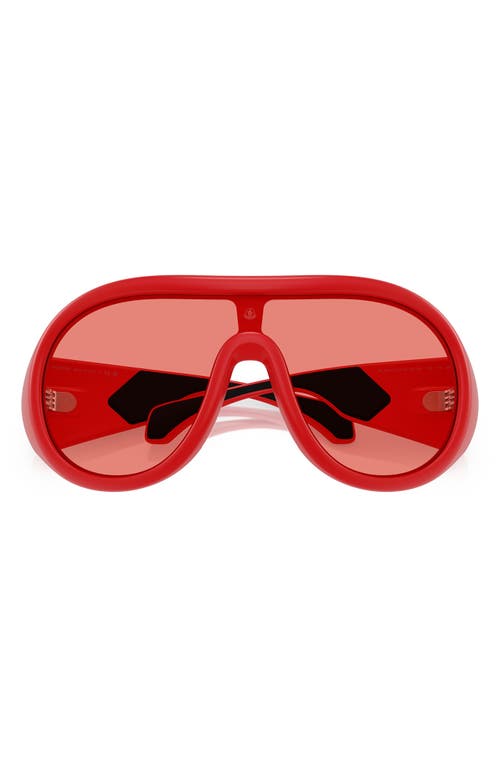 Moncler Cloche 135mm Polarized Pilot Shield Sunglasses In Matte Red