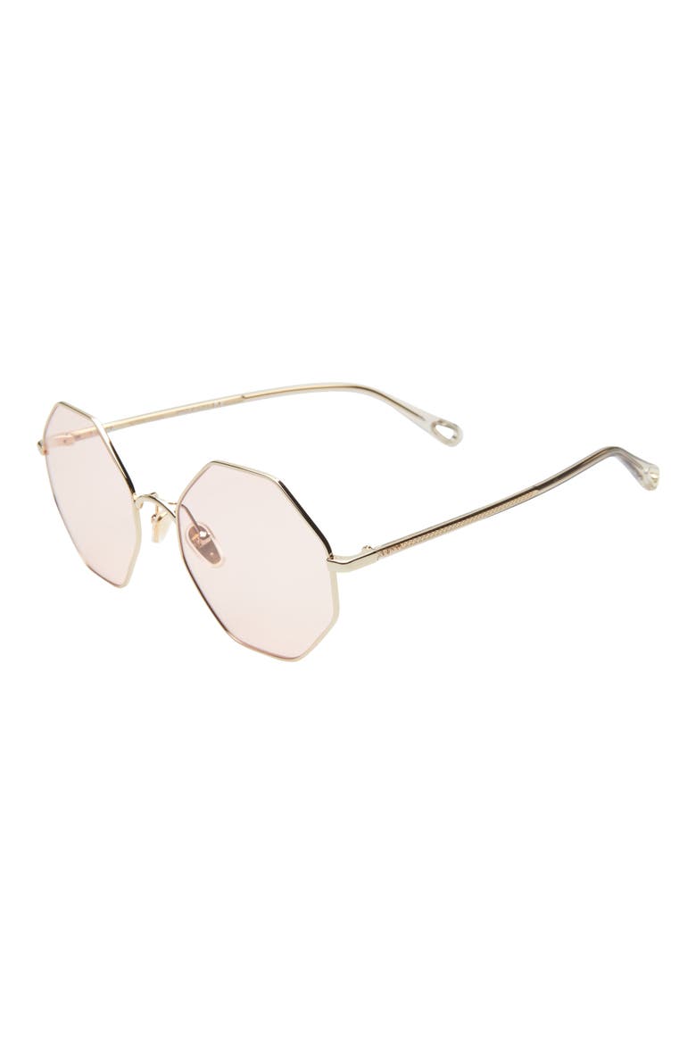 57mm Octagonal Sunglasses with Clip-On Aviator Lenses, Alternate, color, GOLD/ GREEN GRADIENT