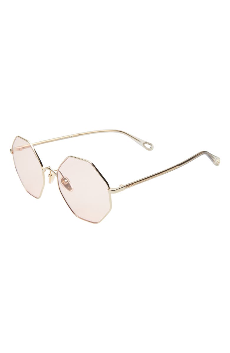 Chloé 57mm Octagonal Sunglasses with Clip-On Aviator Lenses, Alternate, color,