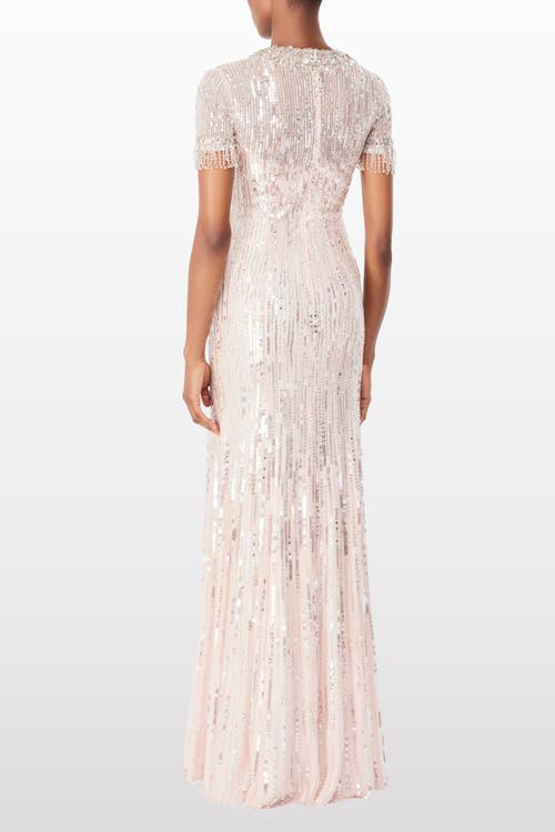 Jenny Packham Nova Sequin-embellished Keyhole-neck Maxi Dress In Pink