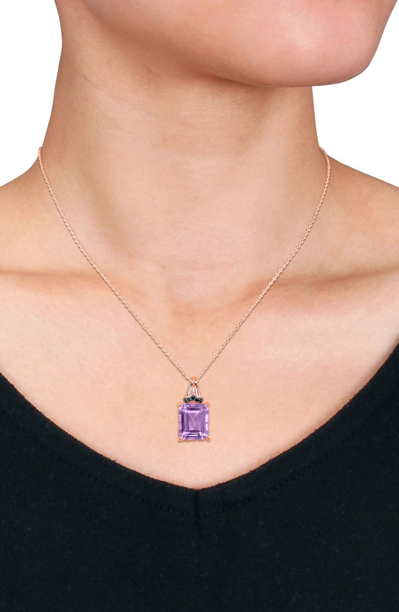 DELMAR Emerald-Cut Rose de France Amethyst Pendant Necklace, Alternate, color, 