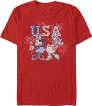 Mickey & Friends Men's Minnie and Daisy Fireworks Short Sleeve Graphic T-Shirt