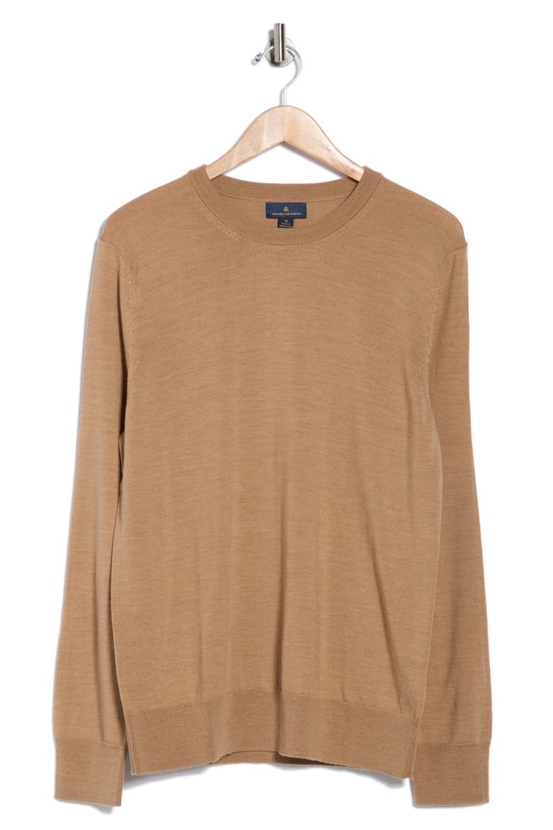 Regular Fit Crewneck Wool Sweater, Alternate, color, CAMEL