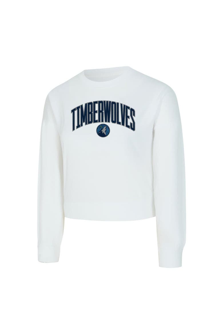 Women's Concepts Sport  White Minnesota Timberwolves Laney Chenille Cropped Long Sleeve T-Shirt, Alternate, color, White