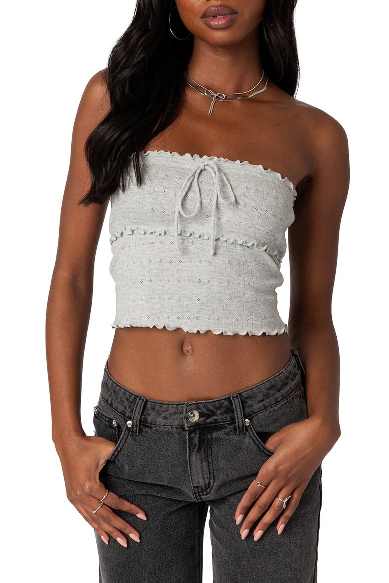 Savannah Pointelle Tube Top, Main, color, GRAY-MELANGE