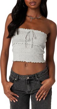 EDIKTED Savannah Pointelle Tube Top