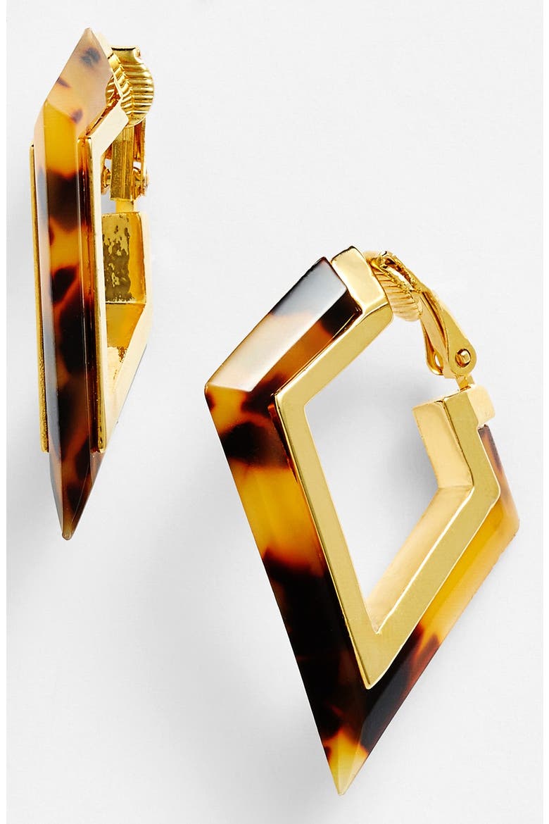 'Argentine Villa' Hoop Clip Earrings, Main, color, TORTOISE/ GOLD