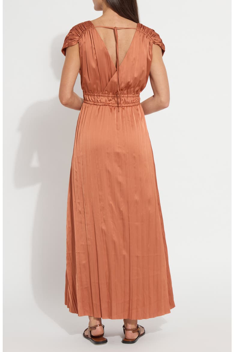 Maite Packable Pleated Maxi Dress, Alternate, color, SAFFRON