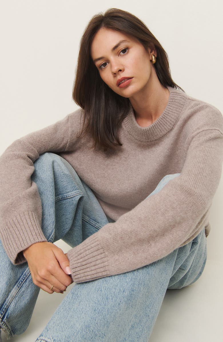 Reformation Cove Oversize Crewneck Cashmere Blend Sweater, Alternate, color, Toast