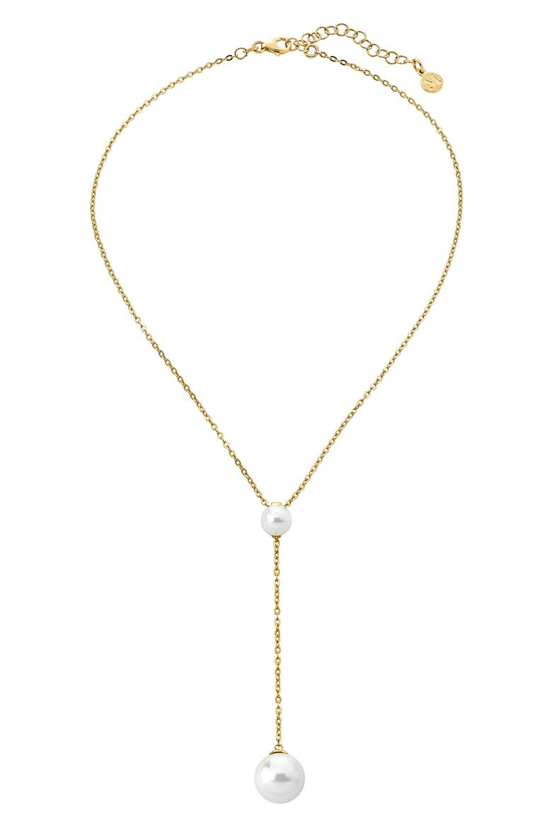 Simulated Pearl Y-Necklace, Alternate, color, GOLD