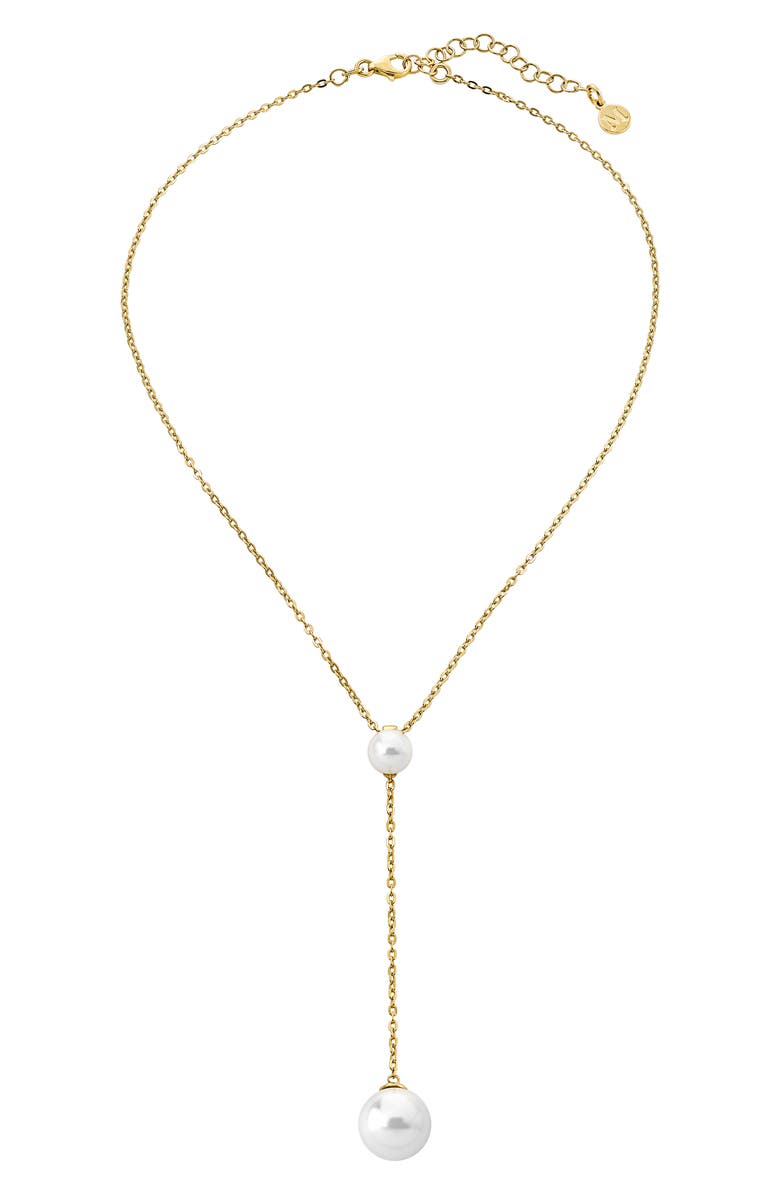 Majorica Simulated Pearl Y-Necklace, Alternate, color, 