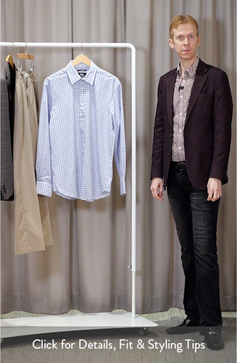 Regular Fit Blue Check Performance Dress Shirt, sales video thumbnail