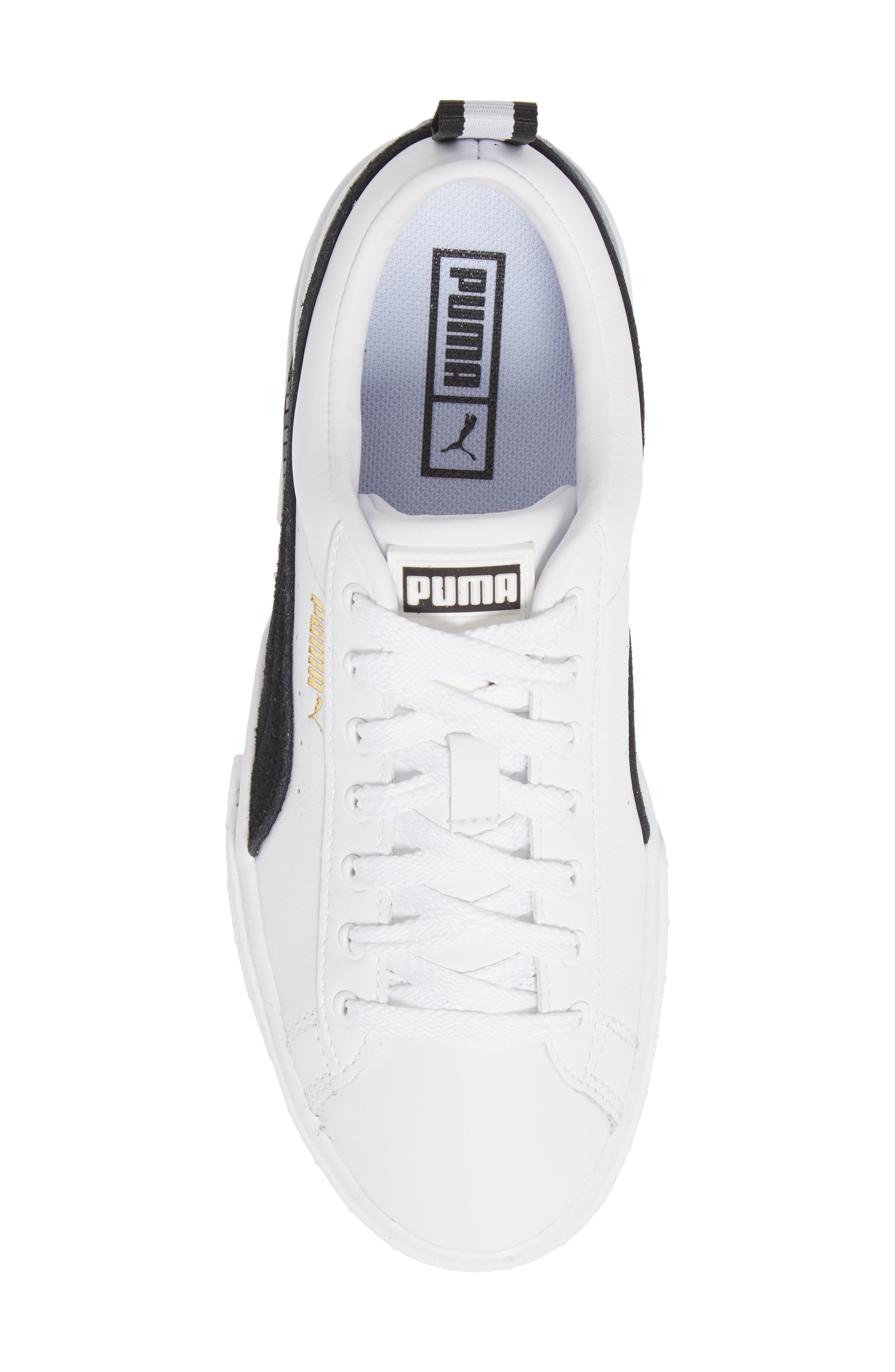 PUMA Mayze Leather Platform Sneaker, Alternate, color, Puma White/ Puma Black