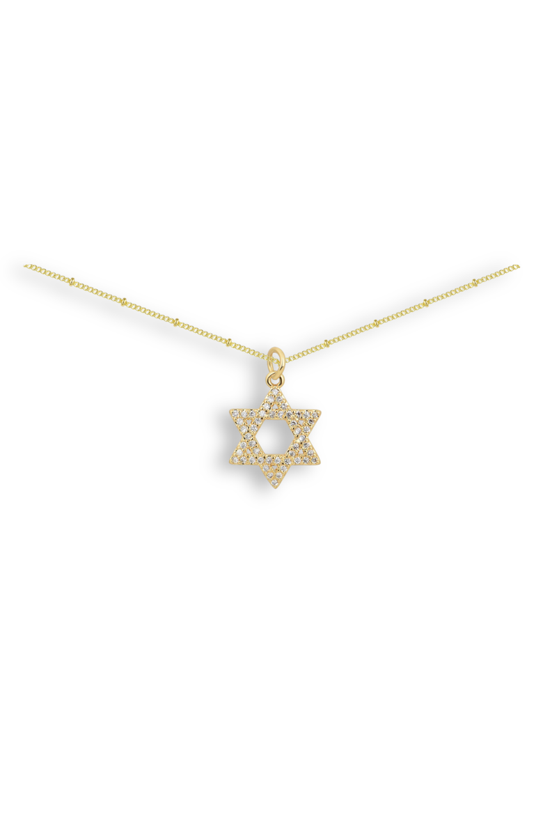 Emma Rae Cubic Zirconia Star of David Pendant Necklace, Main, color, Metalic Gold