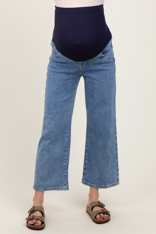 Pinkblush Wash Cropped Denim Maternity Jeans In Blue