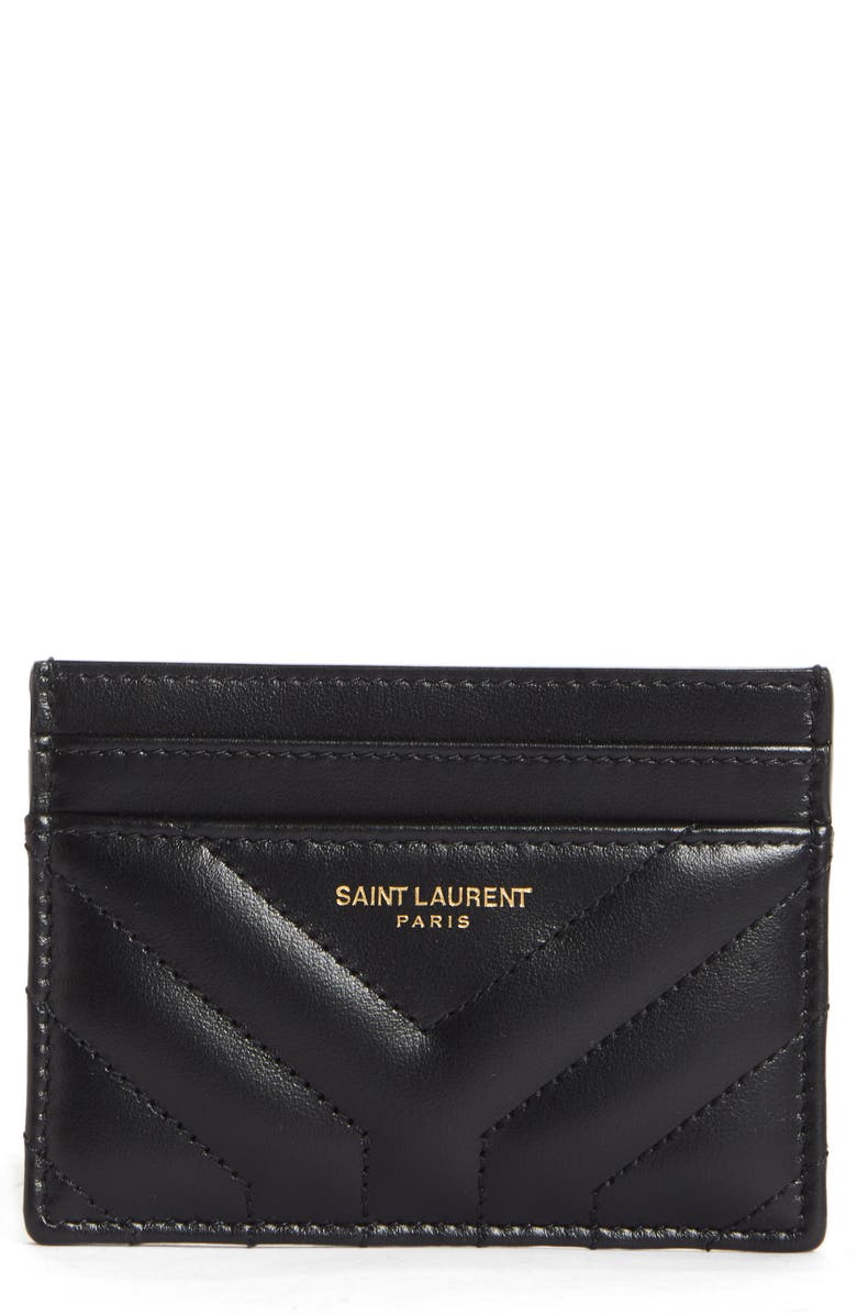 Saint Laurent Joan Quilted Leather Card Case, Main, color,