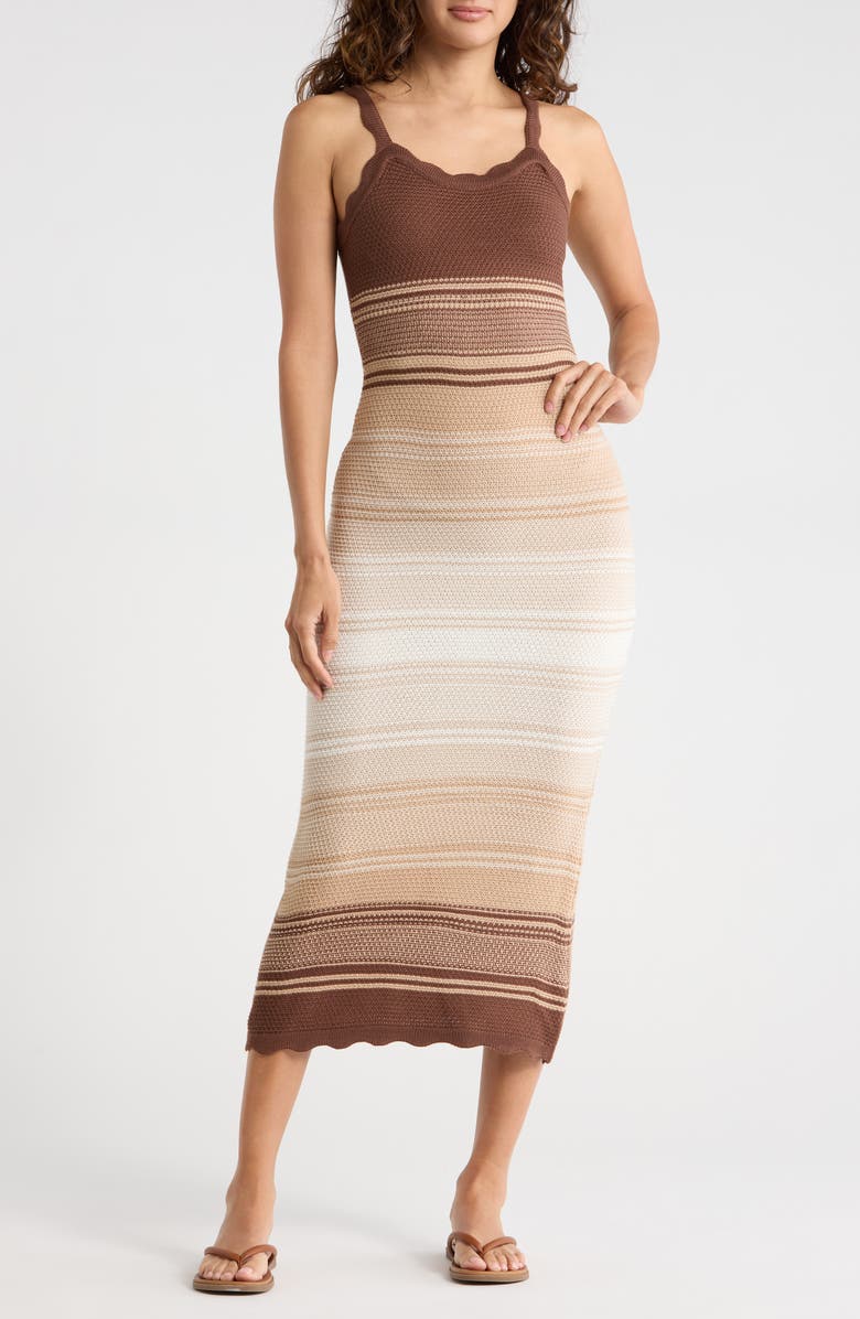 Madden Girl Ombré Stripe Cami Sweater Dress, Main, color, Cocoa Brown Combo