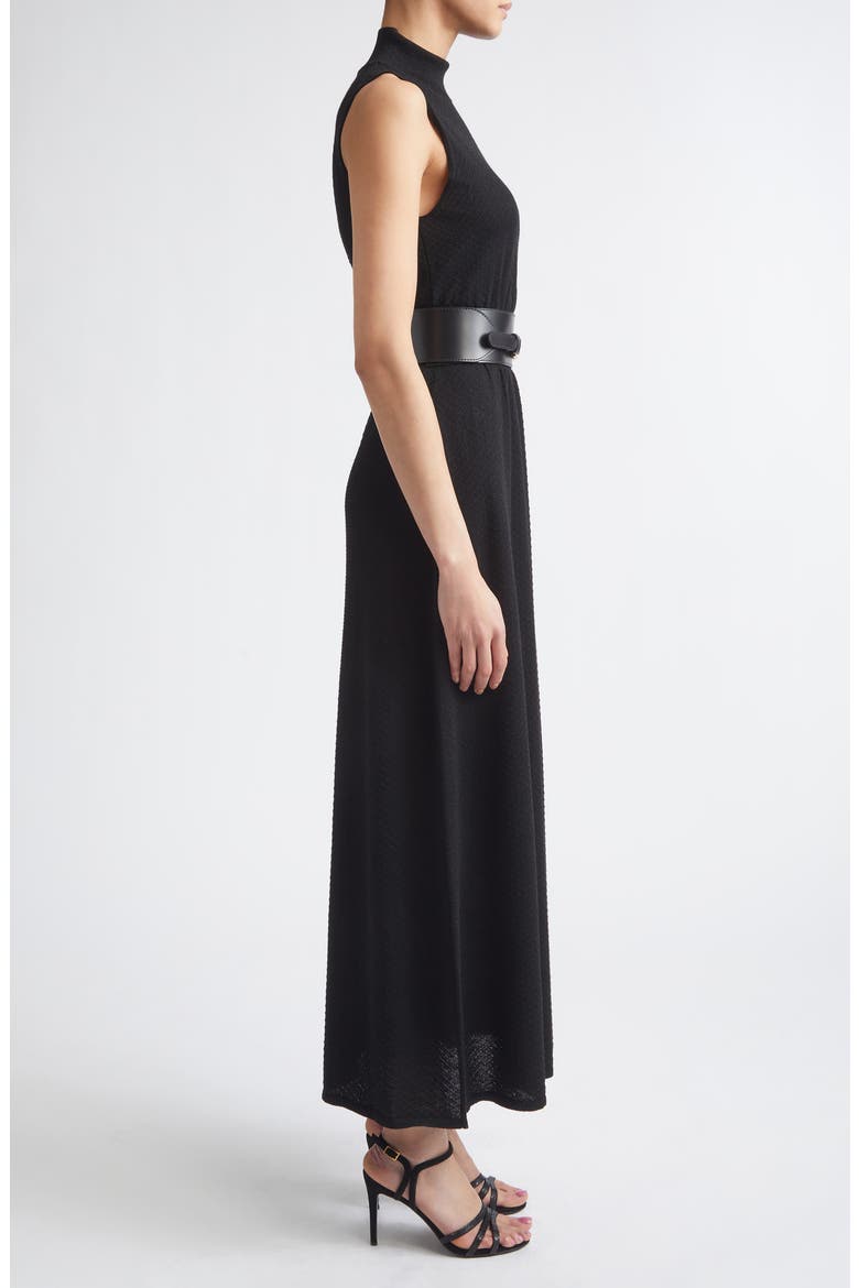 Funnel Neck Sleeveless Knit Maxi Dress, Alternate, color, 22 BLACK