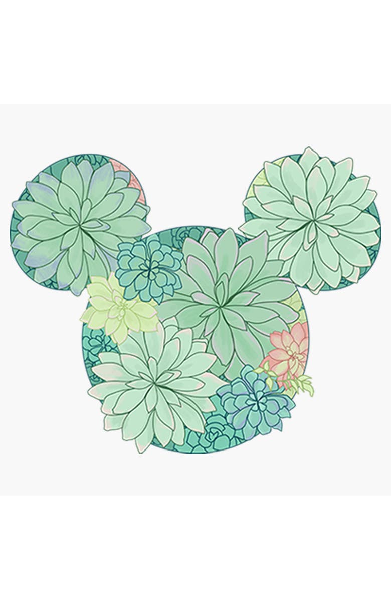 Mickey & Friends Women's Mickey & Friends Botanical Logo  Graphic T-Shirt, Alternate, color, White