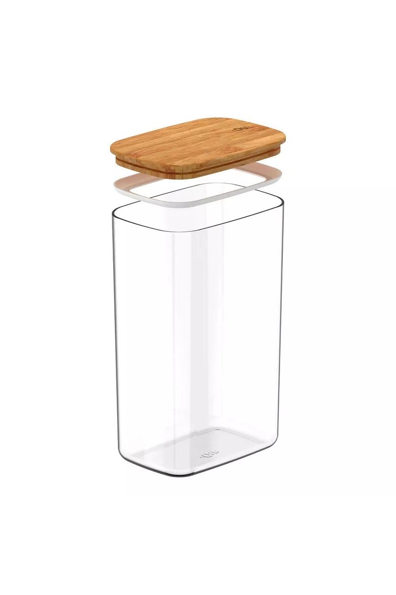 Clear Stackable Airtight Food Storage Container with Wood Lid, Alternate, color, Clear