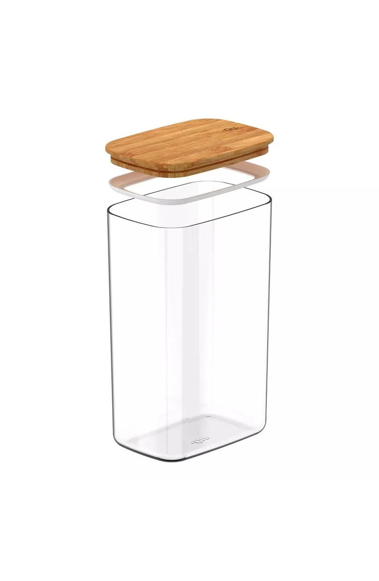 OU Clear Stackable Airtight Food Storage Container with Wood Lid, Alternate, color,