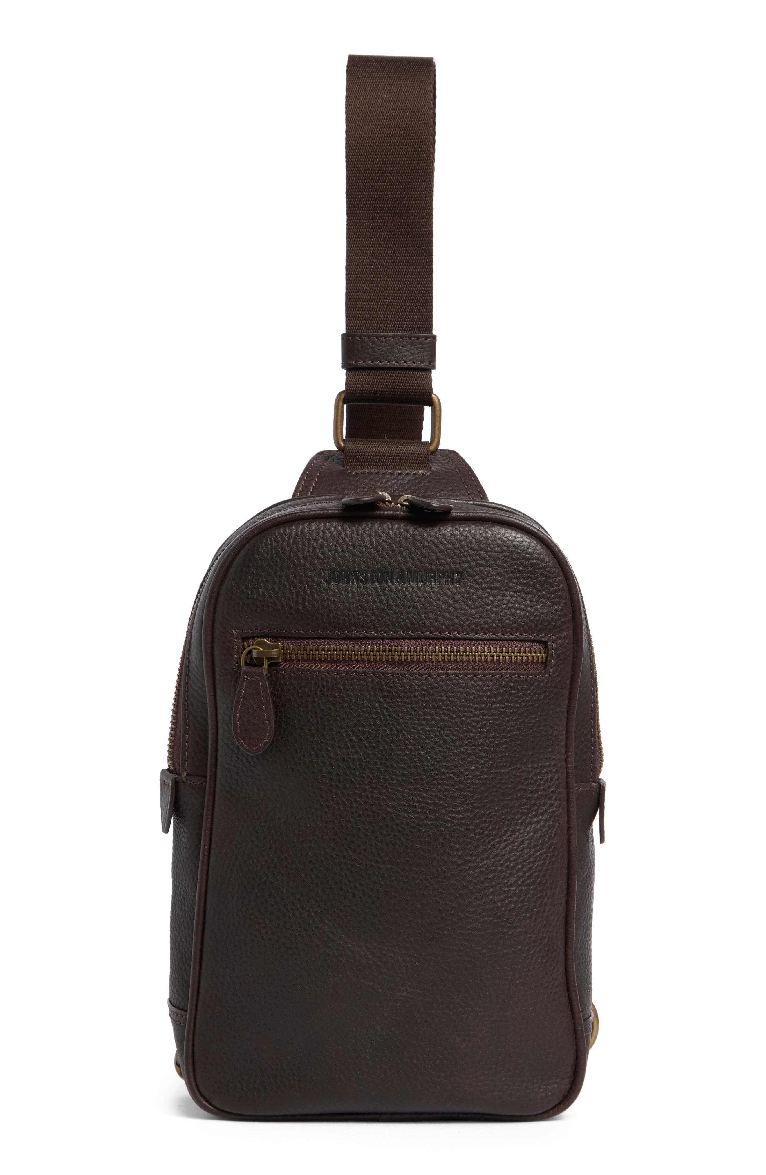 Johnston & Murphy Pebbled Leather Sling Bag