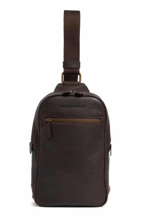 Johnston & Murphy Pebbled Leather Sling Bag