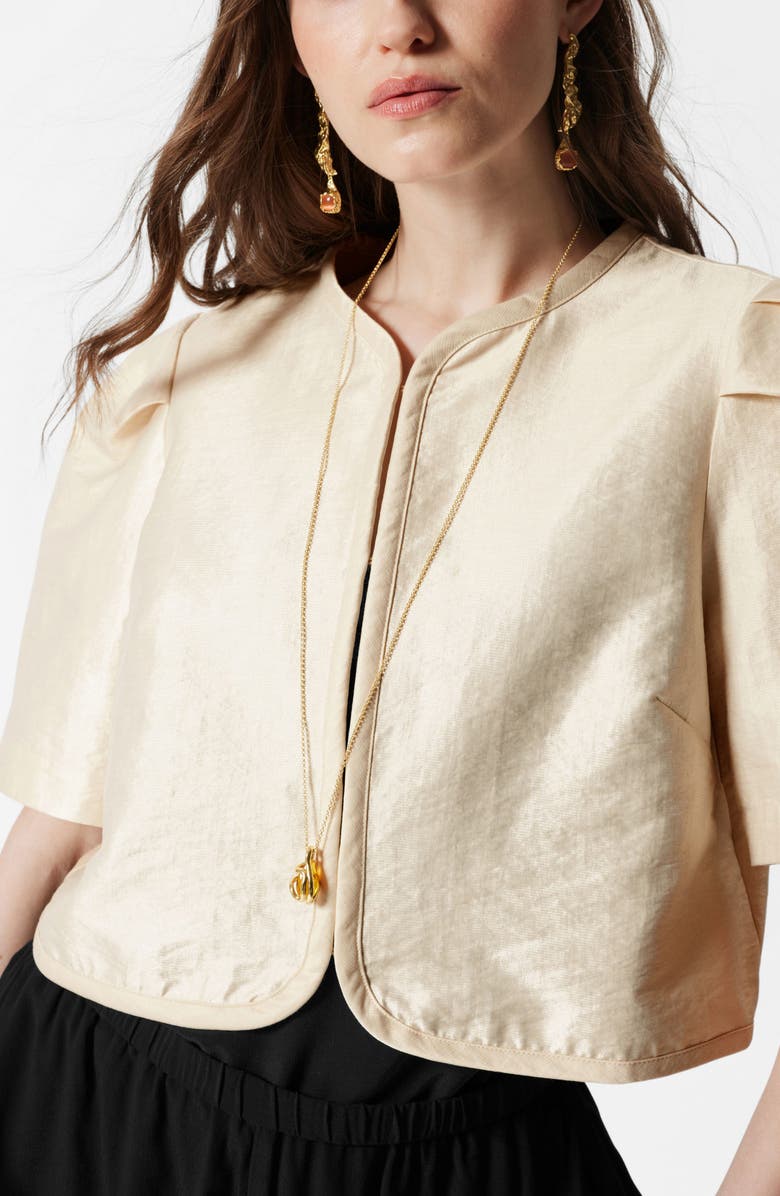 & Other Stories Chada Speed Puff Sleeve Crop Top, Alternate, color, White Dusty Light