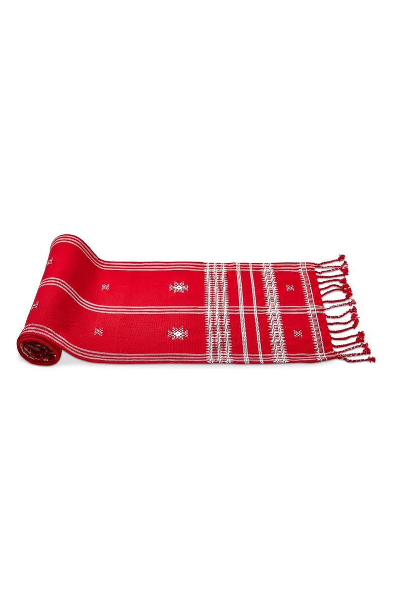 tag Peak Runner Cotton Table Runner Spring Red Machine Washable, Alternate, color, Red