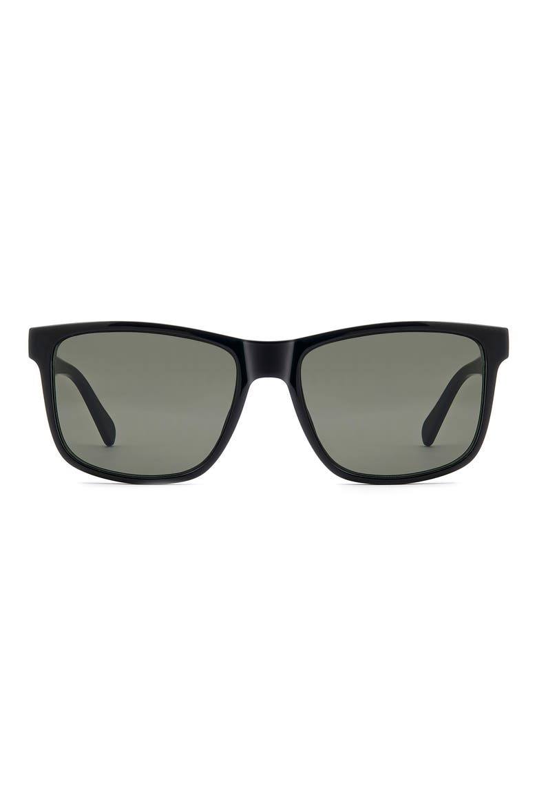 FOS 3187/G/S 57mm Rectangular Sunglasses, Main, color, SHINY BLACK/ BROWN