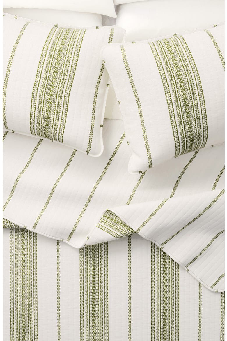 Farmhouse Stripe Quilt Set, Alternate, color, WHITE / GREEN