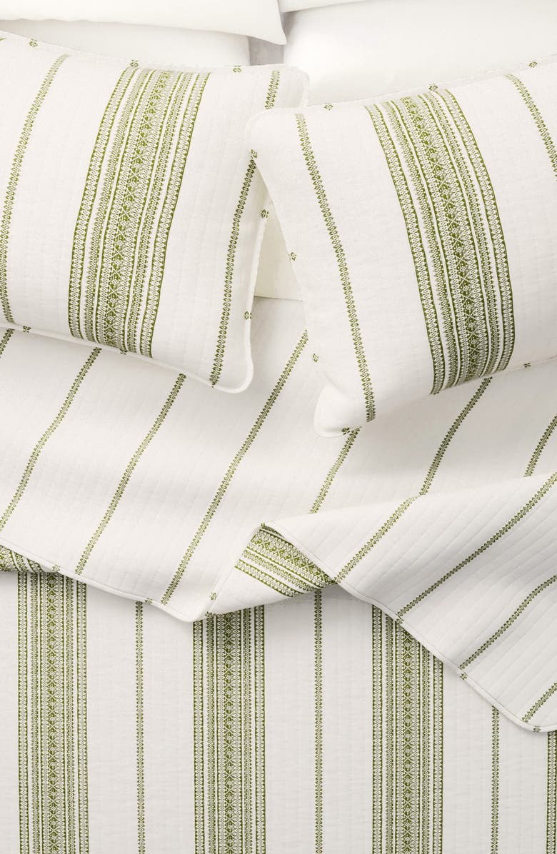 Woven & Weft Farmhouse Stripe Quilt Set, Alternate, color, White / Green